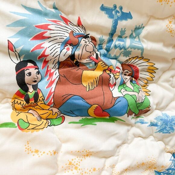 VINTAGE DISNEY Peter Pan Quilted Baby Blanket/Bunting Sleeping Bag Crib - Picture 6 of 9